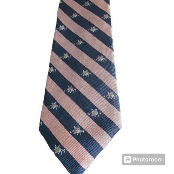 Vintage 80s Kenneth Gordan Fitzgeralds Pink Blue Silk Neck Tie - Picture 1 of 4